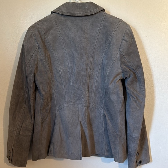 🌹NWT:ISAAC MIZRAHI LIVE LEATHER GRAY MOTO JACKET - Picture 5 of 10